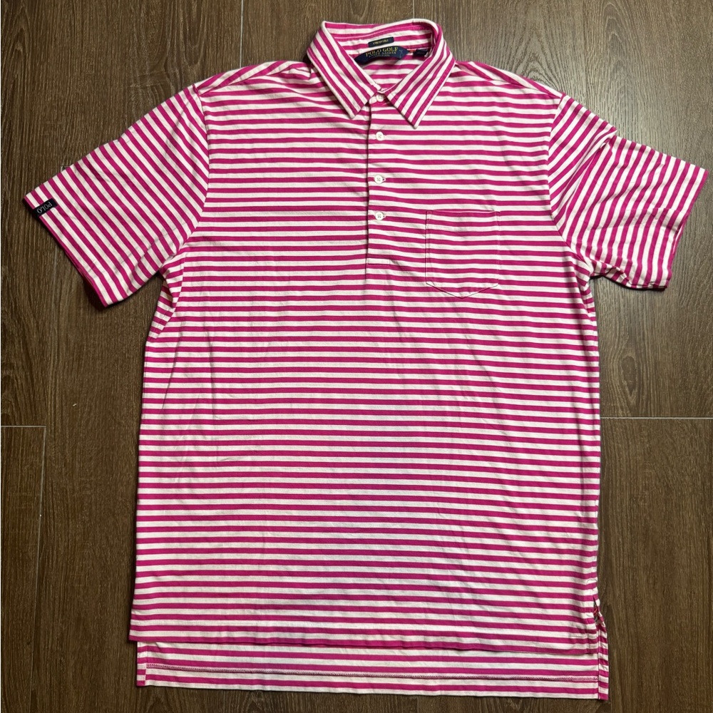 Ralph Lauren Golf Polo Pink and white striped used size large